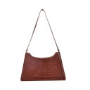 Geantă de damă pentru umăr cu model de piele de crocodil Formă trapezoidală Curea subțire Material PU piele și poliester 2