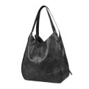 Geantă de damă pentru umăr din piele artificială Geantă hobo moale cu două mânere Aspect vintage cu patină și cusături decorative 33 x 32 2