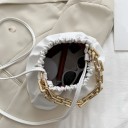 Geantă de damă plisată de mână și pe umăr Lanț masiv de culoare aurie Curea lungă și subțire Piele artificială PU 26 x 15 x 11 cm 6