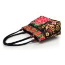 Geantă de mână pentru femei 31 x 23 x 10,5 cm Broderie florală colorată Stil etnic Două mânere rotunde cu mărgele Formă rectangulară 11
