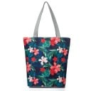 Geantă de pânză pentru femei cu imprimeu floral Shopper spațios cu două mânere gri și fund plat 27 x 38 x 11 cm Pânză și poliester 16