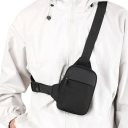 Geantă de piept din pânză pentru bărbați, 14x4x21 cm, sport, geantă de umăr crossbody, geantă mini pentru telefon cu curea, geantă de mână 7