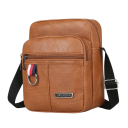 Geantă de umăr bărbătească din piele ecologică 20 × 15 × 9 cm, impermeabilă, cu capacitate mare, maro și negru, geantă casual pentru exterior 1