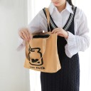 Geantă de umăr din pânză pentru femei cu fermoar 42 x 30 cm Geantă de cumpărături cu mânere din material Motiv jucăuș cu animale sau model în dungi 9