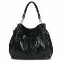 Geantă de umăr din piele pentru femei, cu model de șarpe Mânere cu lanțuri metalice Formă spațioasă de tip sac Închidere cu fermoar Buzunare 2