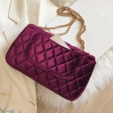 Geantă de umăr pentru femei, 24 x 15 x 7 cm Aspect de catifea Curea din lanț aurit Închidere cu lacăt rotativ Model în romb 7