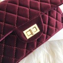 Geantă de umăr pentru femei, 24 x 15 x 7 cm Aspect de catifea Curea din lanț aurit Închidere cu lacăt rotativ Model în romb 8