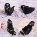 Geantă de umăr pentru femei 25 x 24 x 11 cm în formă de dinozaur cu botul deschis și dinți Geantă crossbody decorată cu nituțe și lanț metalic 5