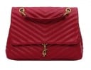 Geantă de umăr pentru femei, căptușită, cu clapă, curea din lanț de culoare aurie, carabină decorativă, piele sintetică PU, 26 x 20 x 10 cm 3