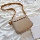 Geantă de umăr pentru femei cu clapă și buton rotund Curea lată de contrast din piele PU și poliester Dimensiune 23 x 21 x 7 cm 2