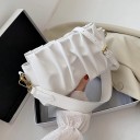Geantă de umăr pentru femei cu suprafață plisată 25 x 15 x 7 cm Din piele PU artificială Bretea lată și bretea lungă crossbody Lanț auriu 6