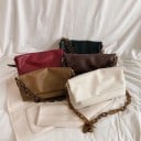 Geantă de umăr pentru femei din piele artificială cu clapetă pliată Lanț masiv cu articulații cu model de țestoasă 35 x 20 x 10 cm 7