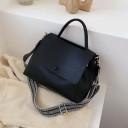 Geantă de umăr pentru femei din piele PU cu ușă superioară și clapetă Geantă de mână și pe umăr cu curea lată cu model 29,5 x 23 x 12 cm 2
