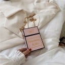 Geantă de umăr pentru femei în formă de cutie de țigări cu inscripția Smoking Kills Lanț de purtare Din piele PU Dimensiune 10 x 5 x 15 cm 3