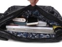 Geantă de umăr pentru femei, spațioasă, din piele sintetică, Neagră, cu mânere împletite, Închidere cu fermoar, Căptușeală cu model, Stil 6