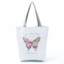 Geantă din poliester pentru femei cu imprimeu de fluturi colorați și flori Shopper cu două mânere gri și formă dreptunghiulară 27 x 37 x 8 cm 4