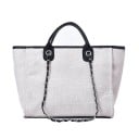 Geantă mare de damă din pânză, pentru umăr, 31 x 24 x 16 cm Două mânere scurte Curele din lanț împletite cu o bandă Pânză și poliester 5
