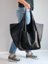 Geantă mare de damă pentru umăr cu uși late Buzunar mare în față Buzunar interior cu fermoar Formă moale Piele artificială 28 x 40 x 28 1