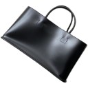 Geantă mare de damă tip shopper din piele artificială Geantă de mână cu două urechi Partea superioară deschisă Suprafață netedă Dimensiuni 35 x 1