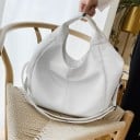 Geantă mare pentru femei, de purtat în mână sau pe umăr Formă hobo moale Mânere scurte Curea lungă ajustabilă Piele PU Dimensiuni 31 x 30 1