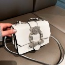 Geantă mică pentru femei din piele artificială Sclipici decorativ cu pietricele și perle Mâner și curea pentru umăr Contur contrastant 18 x 13 x 5
