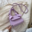 Geantă mini crossbody pentru femei cu noduri decorative la mânere Clopă și bretele lungă peste umăr Model de crocodil din piele PU 17 5