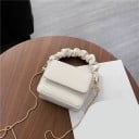 Geantă mini pentru femei din piele PU cu mâner pliat pentru mână Lanț subțire pentru umăr Închidere cu clapetă Dimensiuni 12 x 11 x 6 2