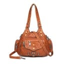 Geantă pentru femei de mână și pe umăr 30 x 20 x 14 cm Piele artificială cu aspect vintage Buzunare cu fermoar Buzunar frontal 2