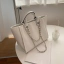Geantă shopper mare pentru femei 41 x 26 x 18 cm Piele artificială cu embosare de crocodil Mânere scurte și mânere din lanț pentru umăr 3