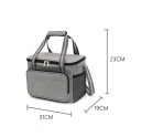 Geantă termică gri 23x31x19 cm Izolație pentru alimente Geantă de prânz Închidere cu fermoar Construcție spațioasă Culoare elegantă Pentru serviciu și călătorii 3