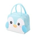 Geantă termică pentru copii 23x14x19 cm Culoare albastră Motiv pinguin Geantă izotermă pentru gustări Geantă de prânz pentru școală Fermoar Portabilă 1