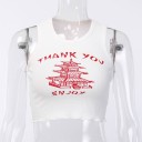 Gebreide crop top voor dames met print 7