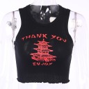 Gebreide crop top voor dames met print 2