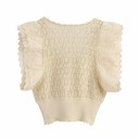Gebreide crop top voor dames met ruches 1