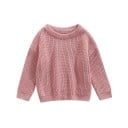 Gebreide kindertrui van katoen met lange mouwen voor pasgeborenen Herfst en winter losse casual top Effen kleding 17