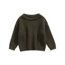 Gebreide kindertrui van katoen met lange mouwen voor pasgeborenen Herfst en winter losse casual top Effen kleding 19