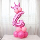 Geburtstagsballon in Form einer Zahl mit Krone für Kinder Set mit kleinen Ballons für eine Säule Glänzende Oberfläche mit weißem Muster Größe 15