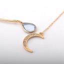 Gediget halsband för kvinnor med måne och droppe 3
