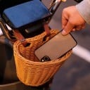 Geflochtener Fahrradlenkerkorb aus Rattan, 21 × 16 × 16 cm, abnehmbarer Aufbewahrungskorb, gewebtes Design, vorderer Fahrradkorb für Einkäufe 5