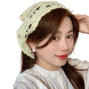 Gehaakte driehoekige hoofddoek Franse vintage bloemen handgehaakte retro haarband Elegante designstijl 2