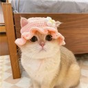 Gehäkelter Katzenhut mit Blume Größe M Hut für Haustiere bis 7,5 kg Häkelhut für Katzen 2