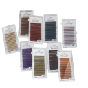 Gene artificiale colorate individuale C cu curbura 8–14 mm grosime 0,07 mm Gene fine pentru extensii voluminoase 4