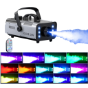 Generador de niebla máquina de humo 1200 W 6 luces LED RGB y control remoto tanque 1 l Aleación de aluminio Plateado Para discotecas y espectáculos al aire libre 4