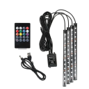 Γενικά RGB LED φώτα αυτοκινήτου 4x22,5 εκ. 48 LED Τηλεχειριστήριο Λειτουργία μουσικής 16 χρωμάτων Τροφοδοσία μέσω USB Ατμοσφαιρικός φωτισμός 1