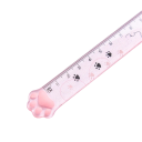 Gennemsigtig 15 cm lineal med kattepote. Kort børnelineal med kattemotiv. Gennemsigtig lineal til børn med kat. 2