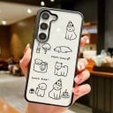 Gennemsigtig cover med billeder til Samsung Galaxy A35 5G Holdbart Motiv af tegnede hunde Sorte kanter Kamera beskyttelse Mobilcover med hunde 2