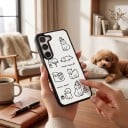 Gennemsigtig cover med billeder til Samsung Galaxy A55 5G Holdbart Motiv af tegnede hunde Sorte kanter Beskyttelse af kamera Mobilcover med hunde 3