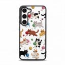 Gennemsigtig cover til Samsung Galaxy A25 Holdbart design med katte og farverige garnnøgler Sorte kanter Kamera beskyttelse Mobilcover med katte 1