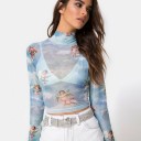 Gennemsigtig dame-T-shirt med englemotiv 6