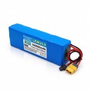 Genopladelig lithiumbatteri til elektrisk scooter LIDIKALA 36 V 10S2P Konektorer XT60 og SM Cellere 18650 186 x 66 x 38 mm Blå farve 1